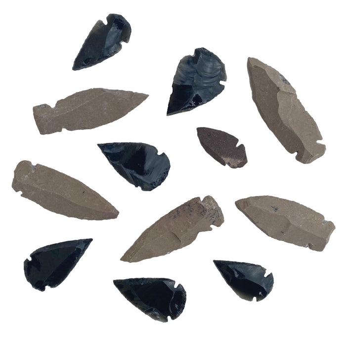 Economy Grade Arrowheads - Obsidian & Stone Assorted Arrowheads