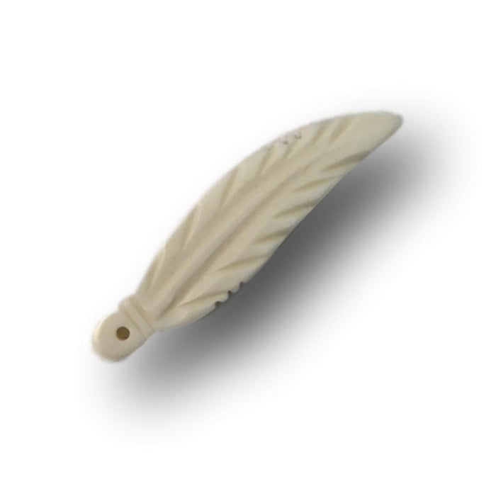 Bone Feather Accessories - Native Craft Supplies - 10 Pack Carved Bone Feather Beads