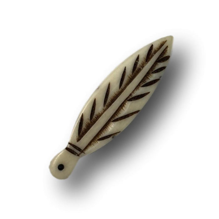 Bone Feather Accessories - Native Craft Supplies - 10 Pack Carved Bone Feather Beads
