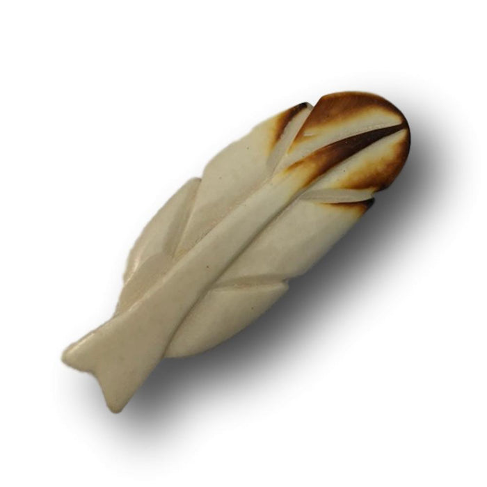 Bone Feather Accessories - Native Craft Supplies - 10 Pack Carved Bone Feather Beads