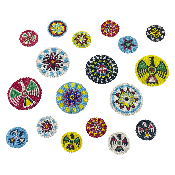 Native American Design Beaded Rosettes - Beaded Indian Medallions - Black Powder Beadwork
