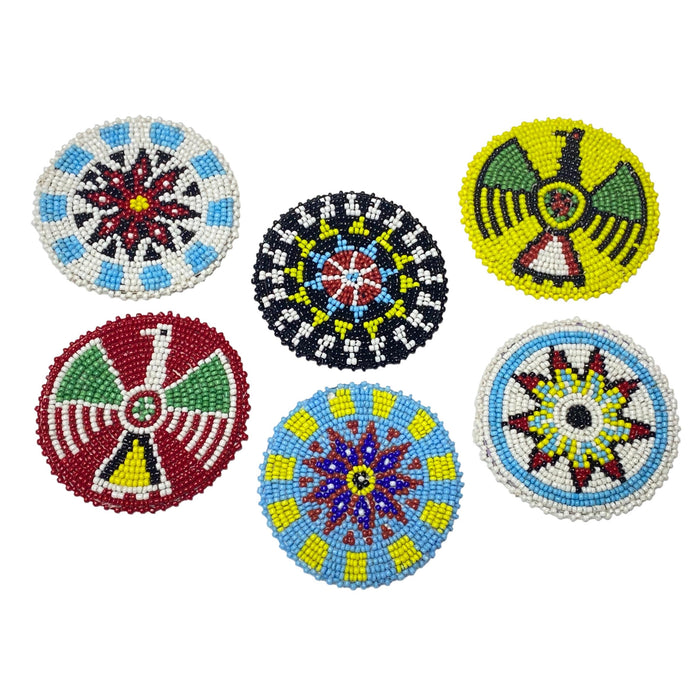 Native American Design Beaded Rosettes - Beaded Indian Medallions - Black Powder Beadwork