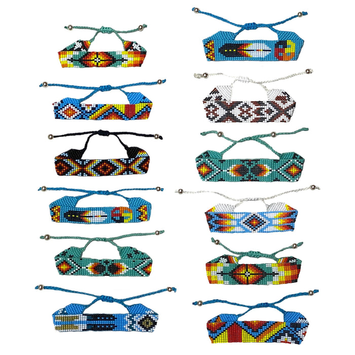 Colorful Adjustable Beaded Bracelets - Handmade Native American Style Jewelry - Czech Bead Accessory