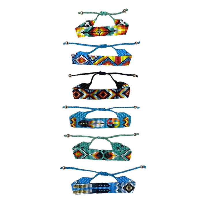 Colorful Adjustable Beaded Bracelets - Handmade Native American Style Jewelry - Czech Bead Accessory
