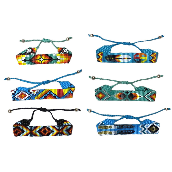 Colorful Adjustable Beaded Bracelets - Handmade Native American Style Jewelry - Czech Bead Accessory