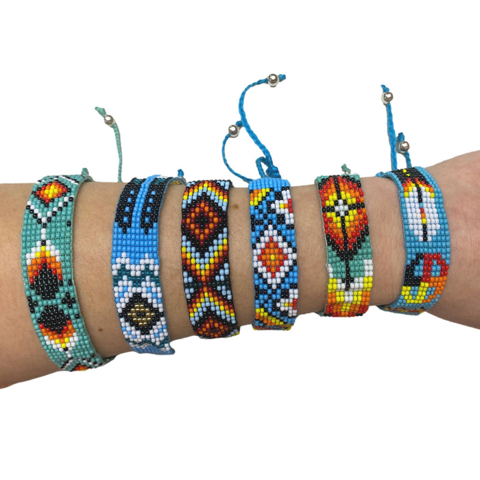 Colorful Adjustable Beaded Bracelets - Handmade Native American Style Jewelry - Czech Bead Accessory