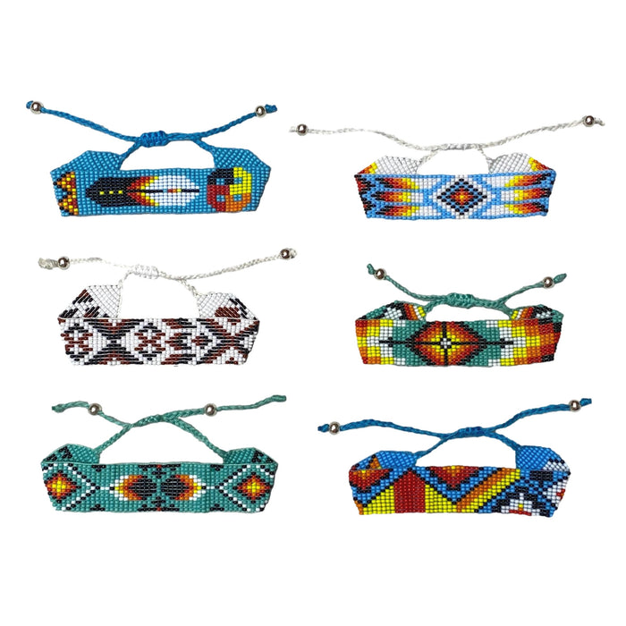 Colorful Adjustable Beaded Bracelets - Handmade Native American Style Jewelry - Czech Bead Accessory
