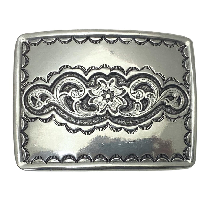 Rectangular Floral Trophy Belt Buckle