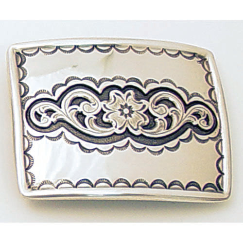 Rectangular Floral Trophy Belt Buckle