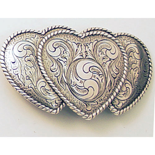 Triple Heart Trophy Belt Buckle