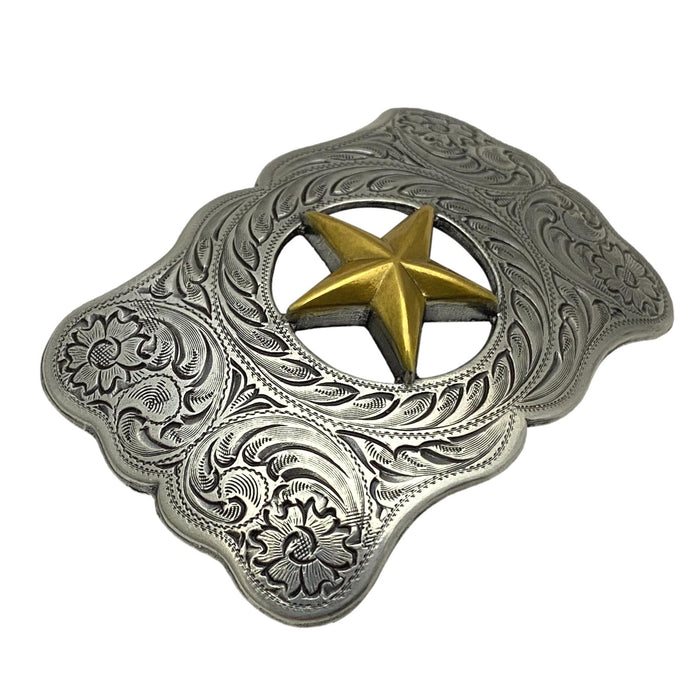 Gold Star Two-toned Trophy Belt Buckle