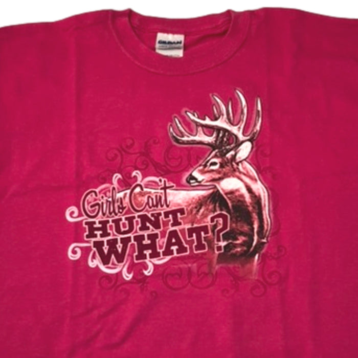 "Girls Can't Hunt What?" Little Hunter Pink T-shirt For Girls - Youth L - Youth M