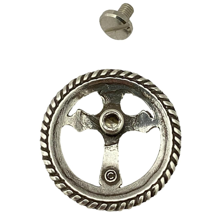 4 Pack Large Christian Cross Screw Back Conchos with Roped Edge - 1 1/8"