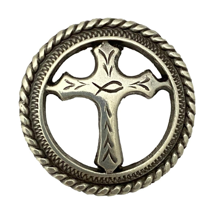 4 Pack Christian Cross Screw Back Conchos with Roped Edge - 3/4"