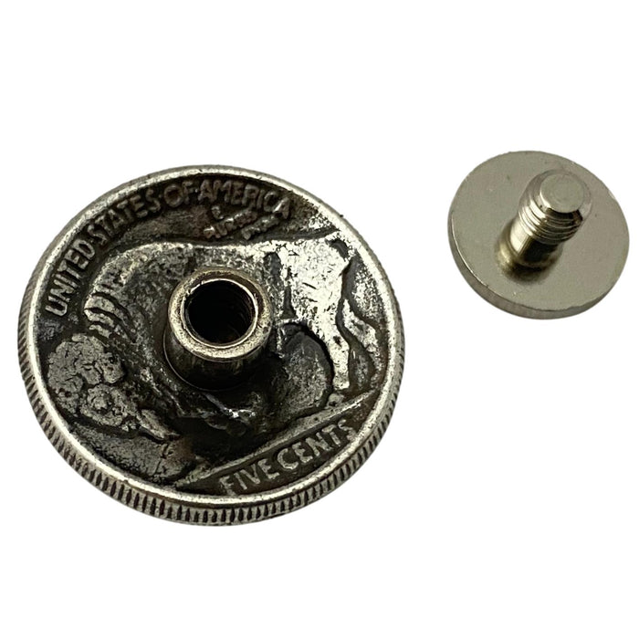 4 Pack Indian Head and Buffalo Nickel Screw Back Conchos - 3/4"