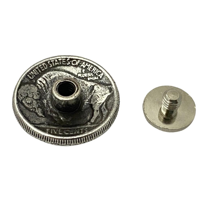 4 Pack Indian Head and Buffalo Nickel Screw Back Conchos - 3/4"