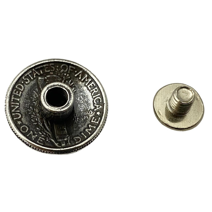 4 Pack Mercury Liberty United States Dime Screw Back Conchos - 5/8"