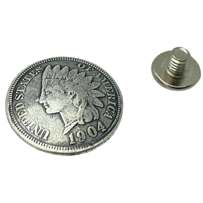 4 Pack Indian Head Penny Screw Back Conchos - 3/4"