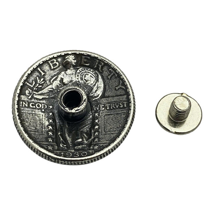 4 Pack Eagle Patriotic Quarter Dollar Screw Back Conchos - 3/4"