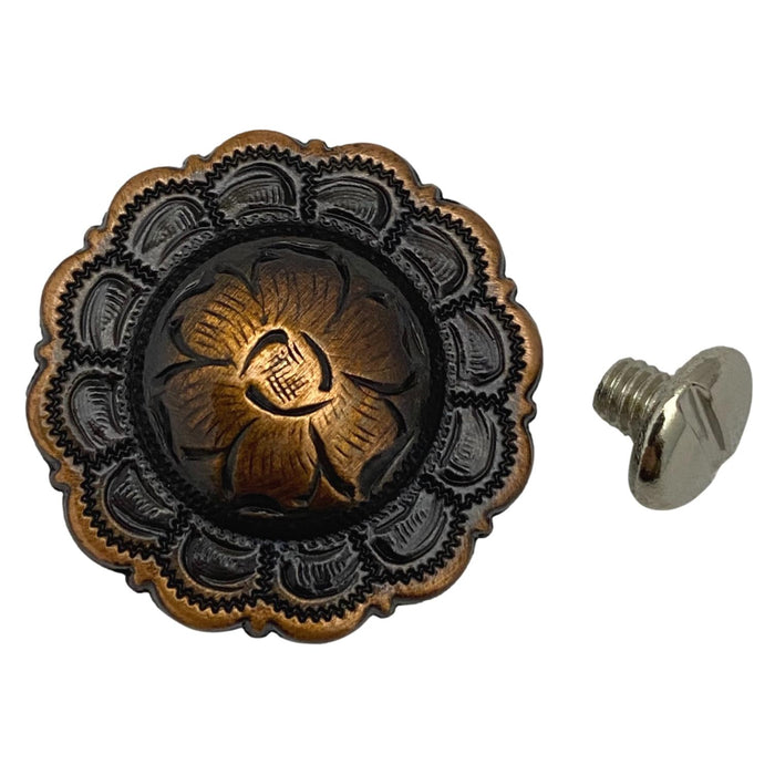 4 Pack Copper Flower Screw Back Conchos - 3/4"