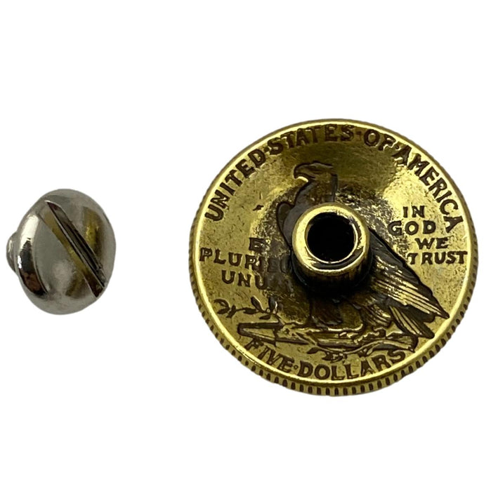4 pack Gold Indian Head Screw Back Conchos - 3/4"