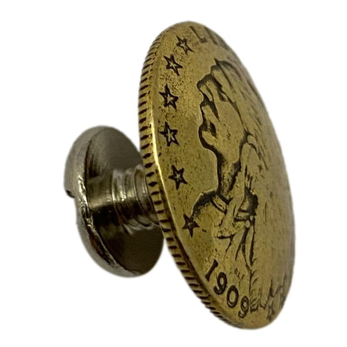 4 Pack Gold Indian Head Screw Back Conchos - 5/8"