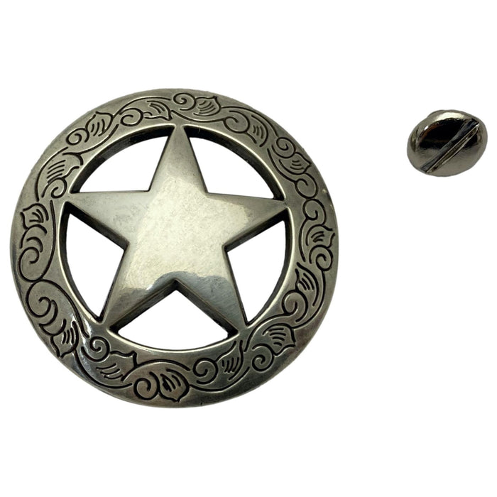 4 Pack Star Screw Back Conchos with Leaf Border - 1 1/2"