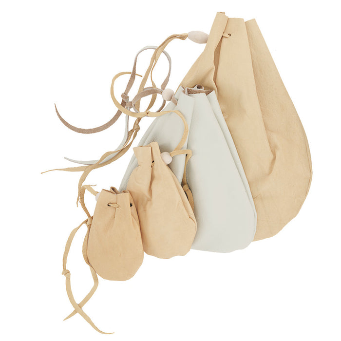 Leather Drawstring Pouch - Suede or Grain Keepsake Holder Bag