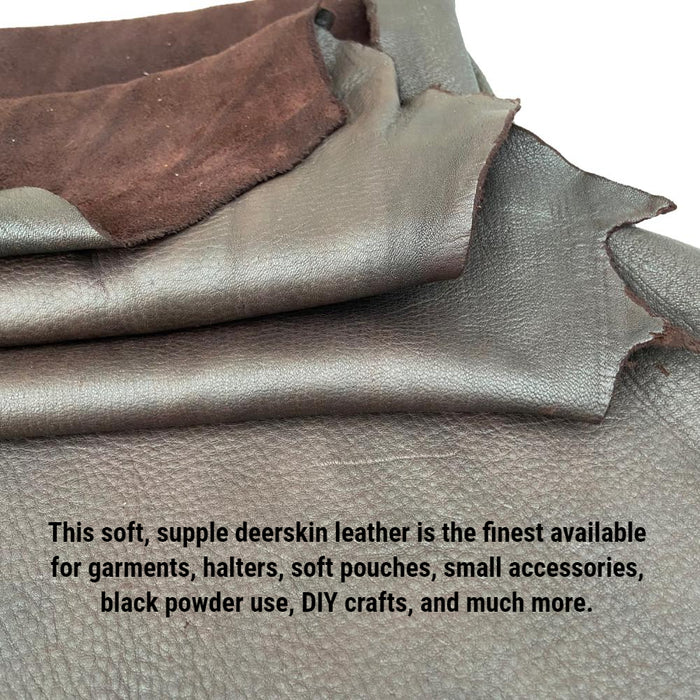 B Grade Deerskin Large Leather Hides - 2-3 oz