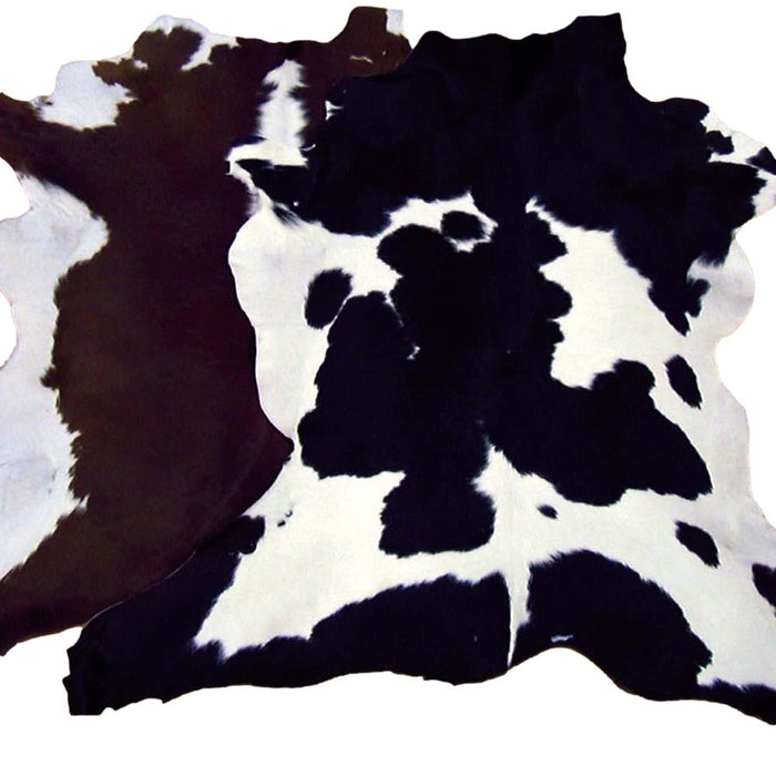 Hair on Hide Calf Leather Hides - Black & White - Brown & White - Tricolor - Calfskin Rugs