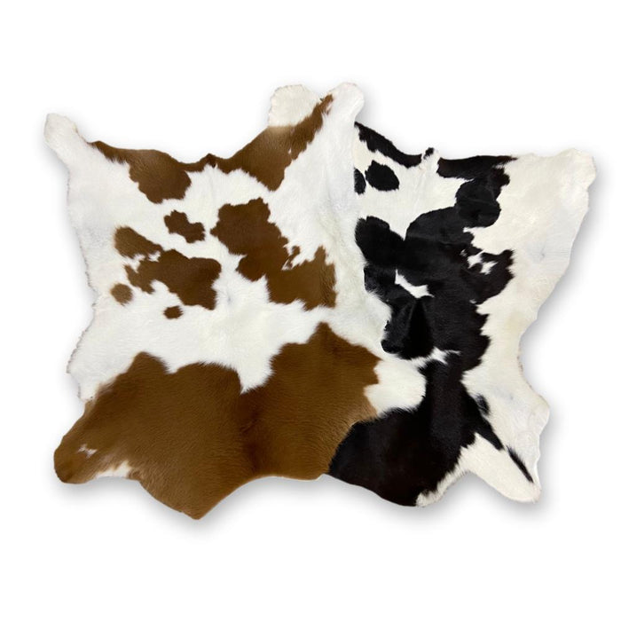 Hair on Hide Calf Leather Hides - Black & White - Brown & White - Tricolor - Calfskin Rugs