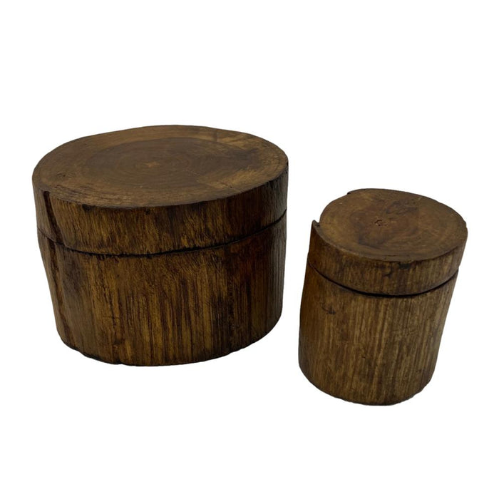 Handcrafted Circular Rustic Wooden Slide-Top Jewelry Keepsake Boxes