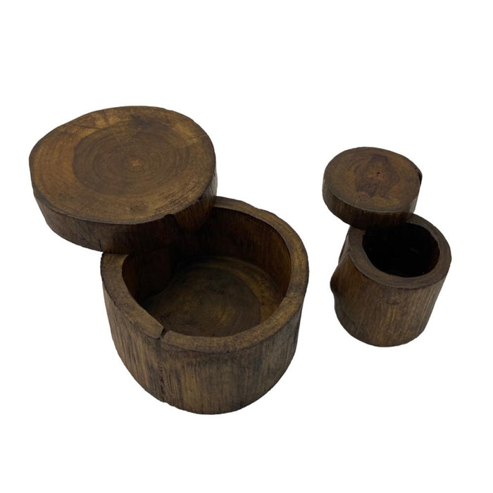 Handcrafted Circular Rustic Wooden Slide-Top Jewelry Keepsake Boxes