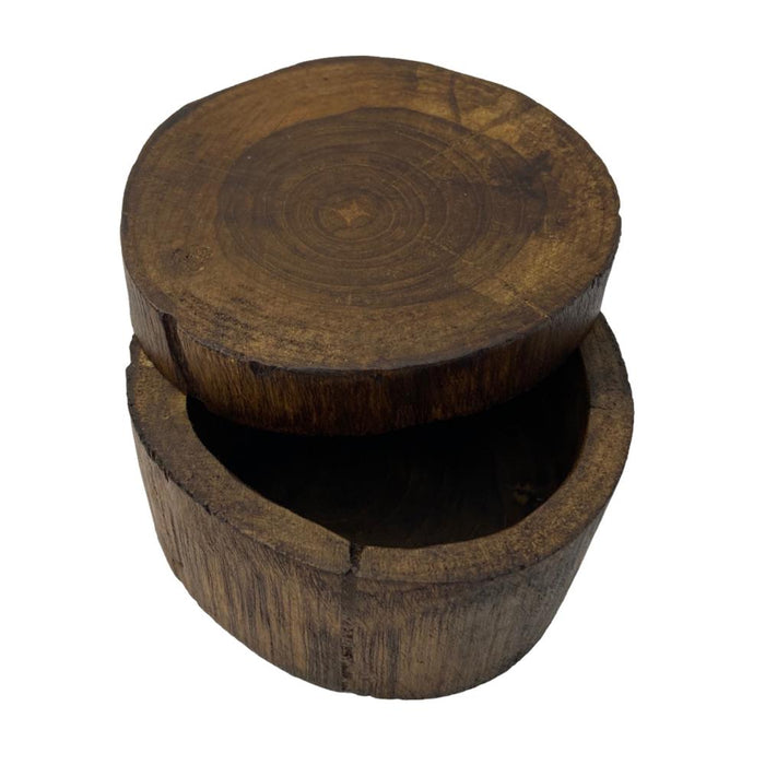 Handcrafted Circular Rustic Wooden Slide-Top Jewelry Keepsake Boxes