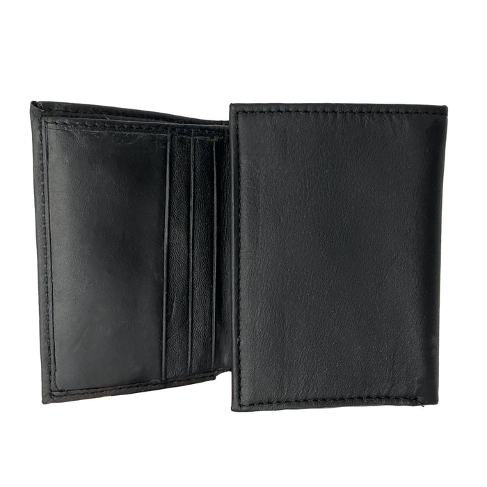 Soft Cowhide Trifold Black Leather Wallet for Men