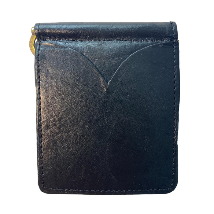 Men's Basic Black Leather Money Clip Wallet