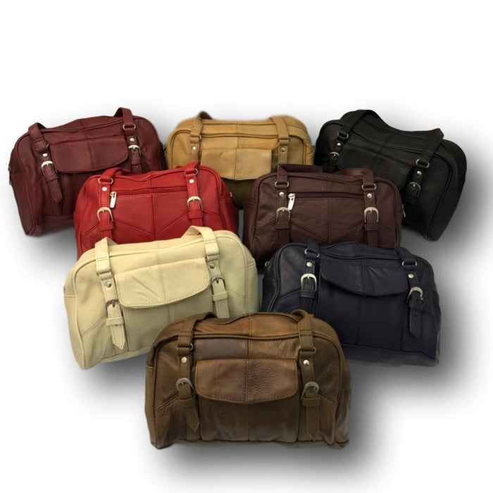 Soft Cowhide Leather Handbag Purse - Red, Beige, Tan