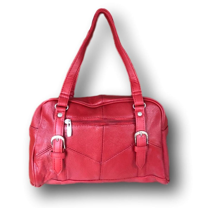 Soft Cowhide Leather Handbag Purse - Red, Beige, Tan