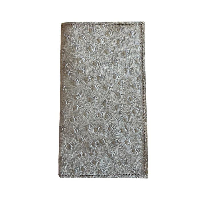 Ostrich Print Leather Checkbook Cover - Leather Wallet Accessory