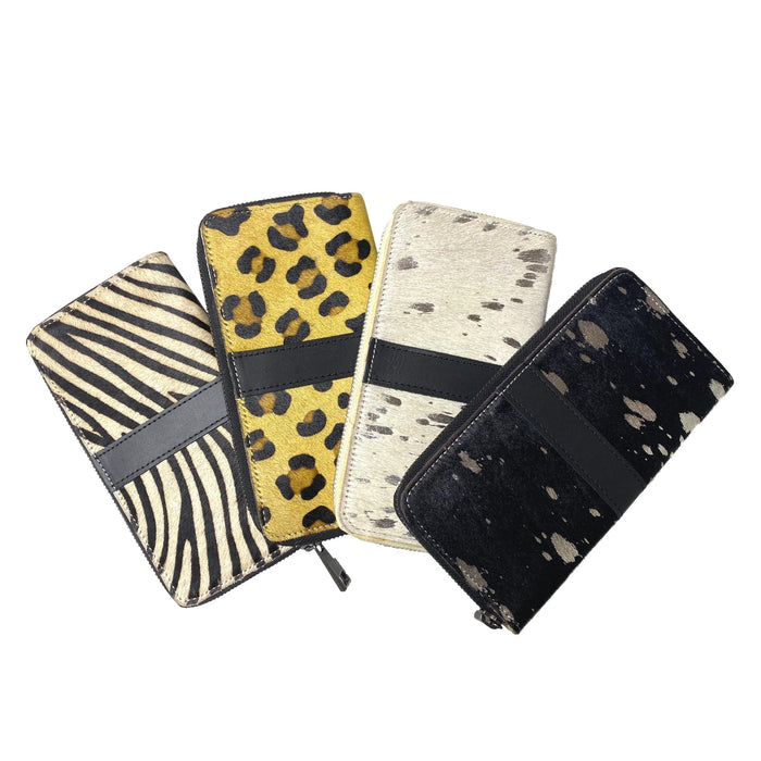 Hair on Hide Zipper Wallet - Printed Design Clutch Wallets