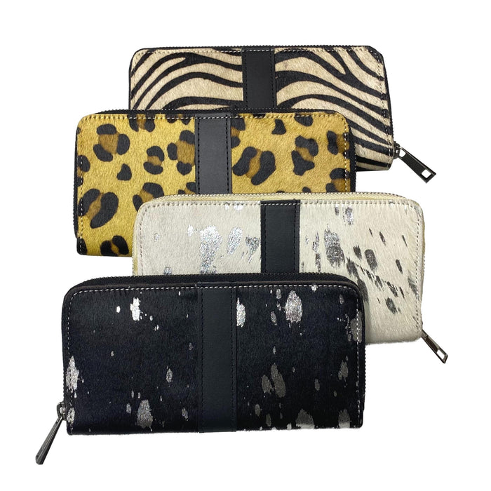 Hair on Hide Zipper Wallet - Printed Design Clutch Wallets