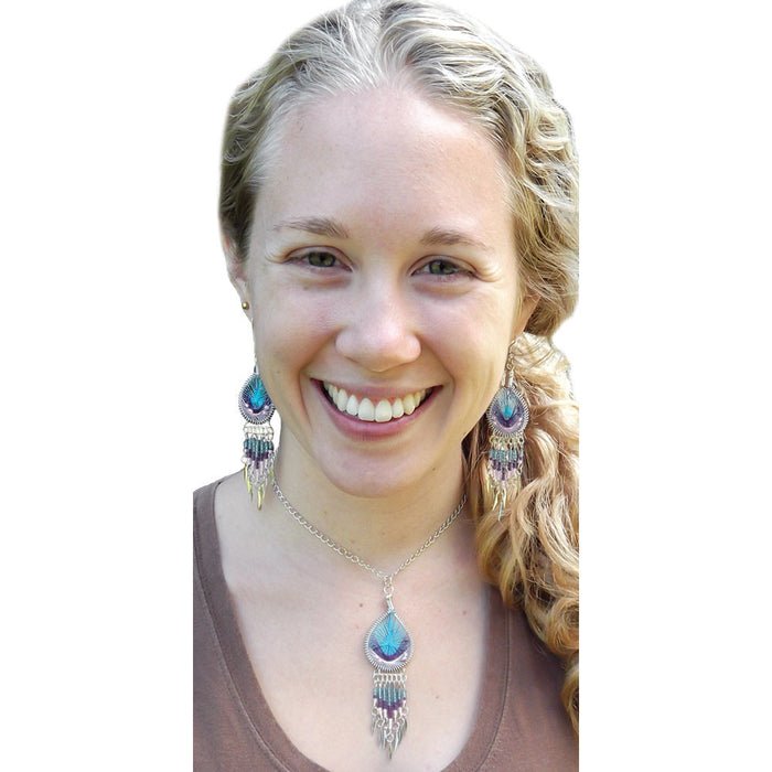6 Pack Handcrafted Woven Matching Earrings & Pendant Necklace Set - Native Style Jewelry Six Pack