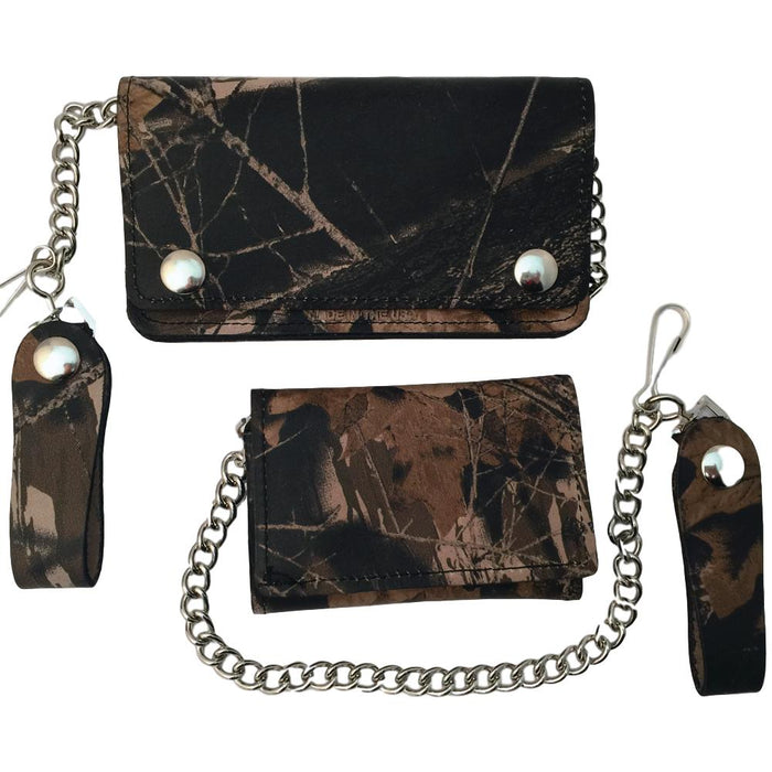 Camouflage Trucker Wallets with Chain - Trifold or Snap Closure