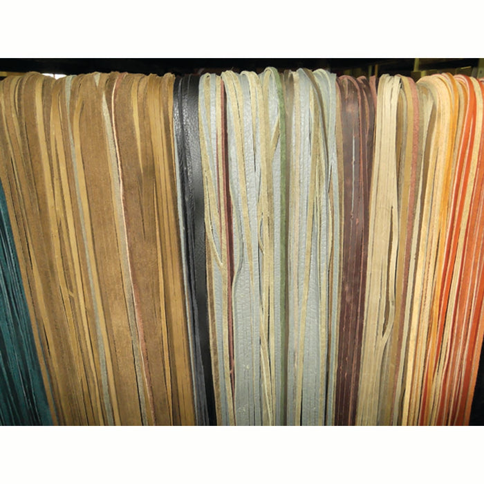 5 oz Leather Lace Cords - Assorted Earthtone, Black and Browntones Colors 3/16" wide - 12 pack or 25 pack of strips