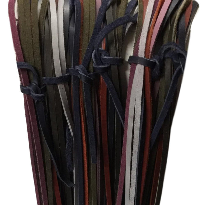 5 oz Leather Lace Cords - Assorted Earthtone, Black and Browntones Colors 3/16" wide - 12 pack or 25 pack of strips