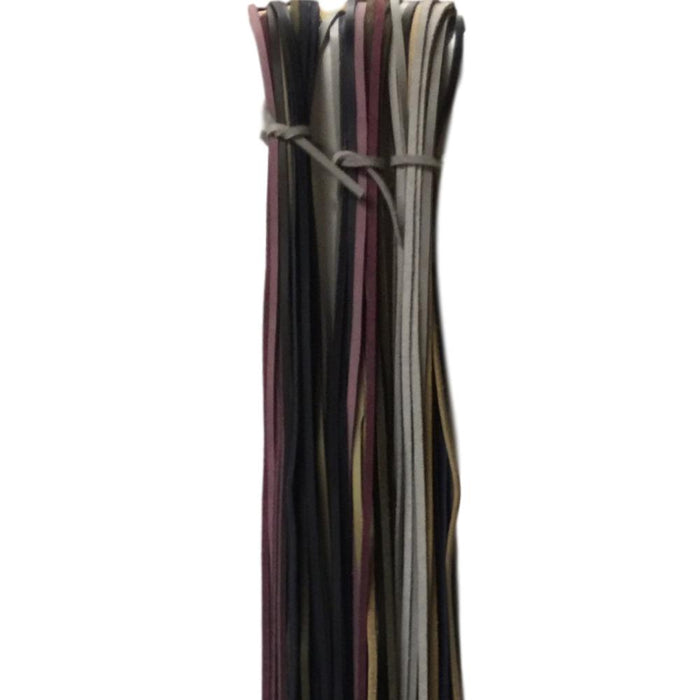 5 oz Leather Lace Cords - Assorted Earthtone, Black and Browntones Colors 3/16" wide - 12 pack or 25 pack of strips