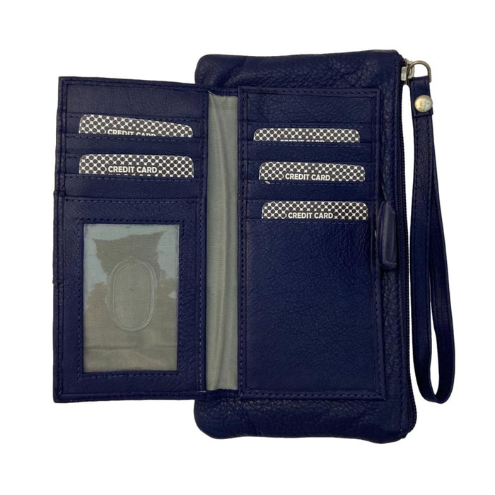Genuine Cowhide Leather Clutch Wallet Zipper Purse
