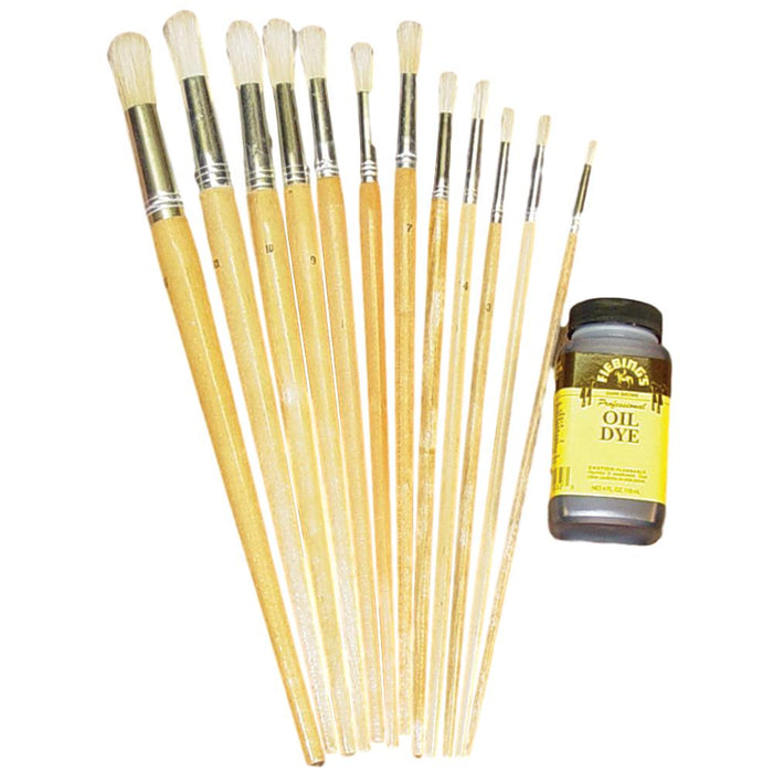 12 Piece Paint Brush Set for Dyeing or Painting - Leather Craft Paintbrushes