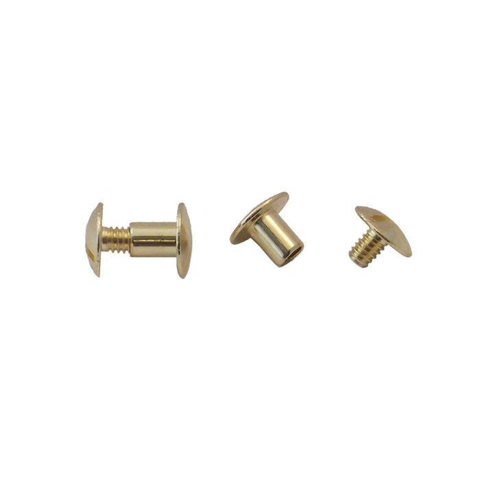 1/4" Post Solid Brass Chicago Screws - 100 Pack - Leather Craft Hardware