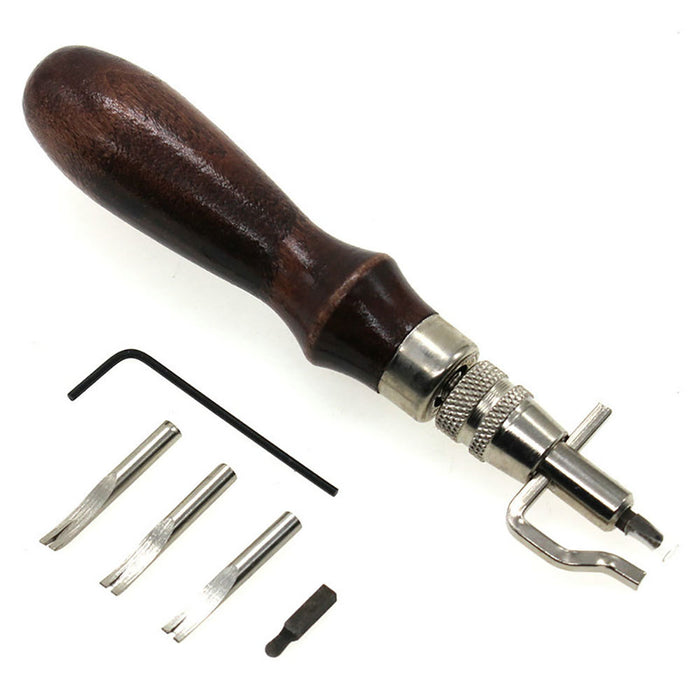5 in 1 Adjustable Groover & 4 Piece Diamond Chisel Leather Craft Tool Set